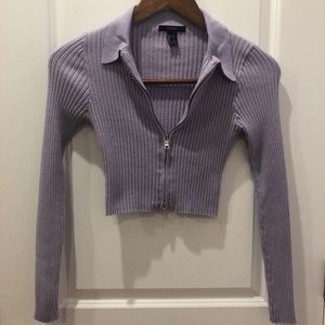 Double Zipper Sweater Top in Lilac/Lavender